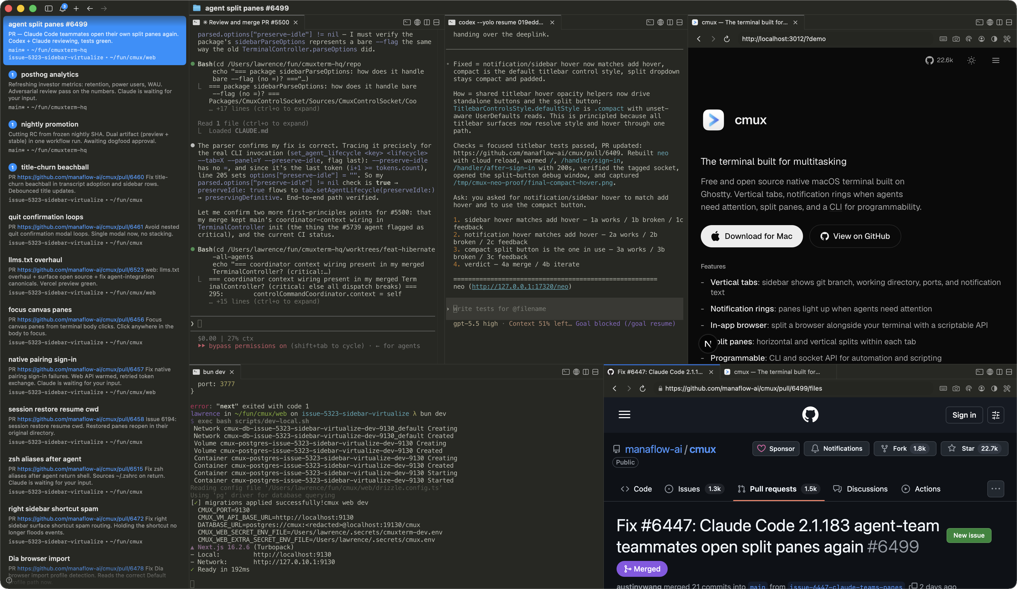 Снимок экрана cmux